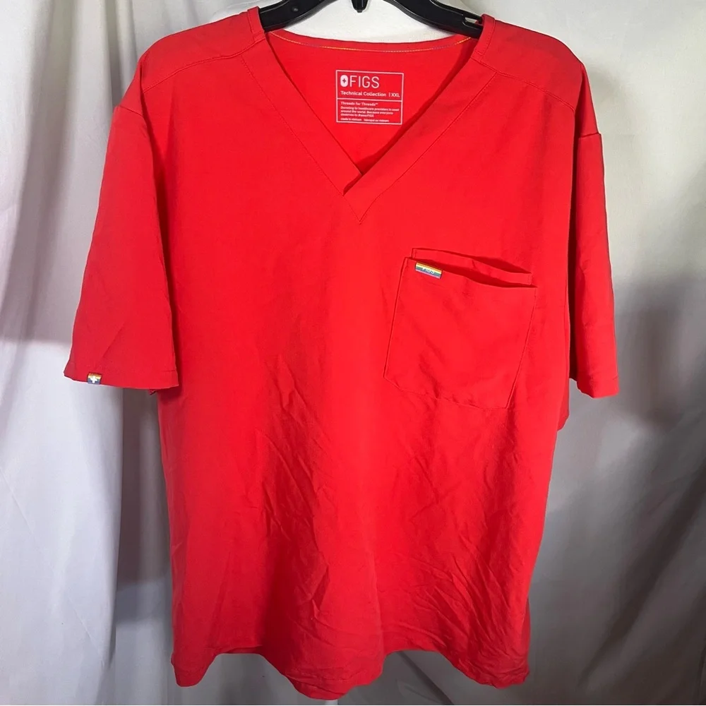 Figs Men's Leon 3pocket Scrub Top Limited Edition Pride Hibiscus‎ XXL MD RN CNA
